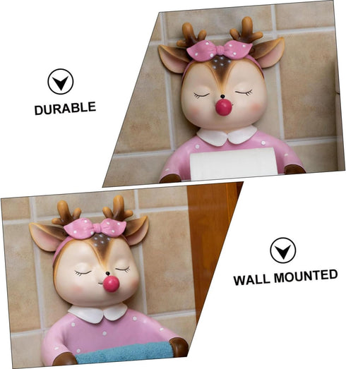1pc VILLCASE Cute Wall-Mounted Bathroom Tissue Holder Creative Cartoon Design Space-Saving Roll Paper Rack for Bathroom