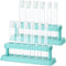 2 Sets Clear Plastic Test Tubes with Caps and Rack, 6 Holes Holder for Nurse Party Decorations, Scientific Experiments