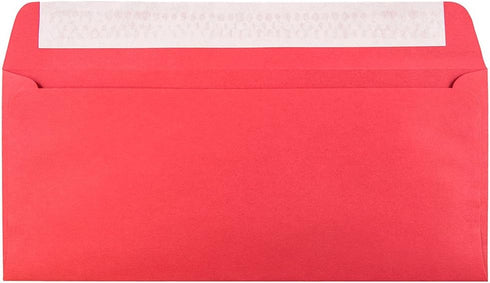 JAM PAPER #10 Business Colored Recycled Envelopes, Peel and Seal Closure, Red, 100/Pack