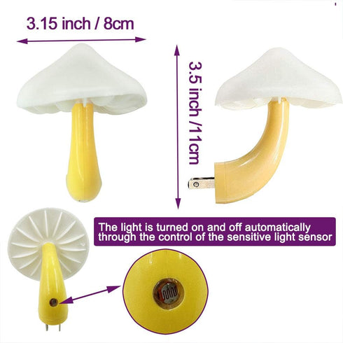 UTLK [3 Pack (7-Color) Plug-in LED Mushroom Night Light Lamp with Dusk to Dawn Sensor,Plug in Bed Cute Nightlight lamp