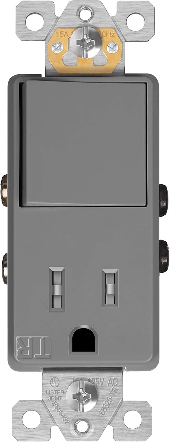 ENERLITES Switch and Outlet Combo, Decorator Paddle Switch 15A/120VAC with Tamper-Resistant Receptacle