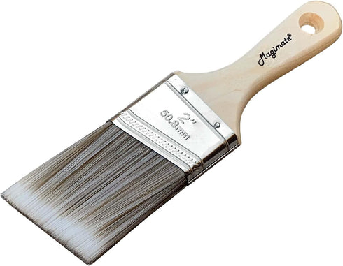 Stubby Paintbrush Shortcut Trim Angled Sash Brush, Wooden Short Handle Stain Brush - 2 Inch