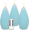 Blue Ribbed Flameless Candles with Remote Flickering Realistic Battery Powered LED Real