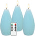 Blue Ribbed Flameless Candles with Remote Flickering Realistic Battery Powered LED Real