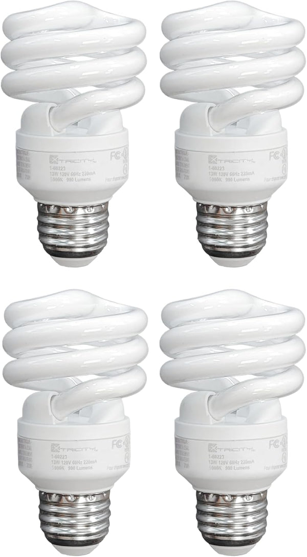 Xtricity Compact Fluorescent Light Bulb T2 Spiral, E26 Base, 9W (40 Watt Equivalent), 2700k Soft White, 540 Lumens,