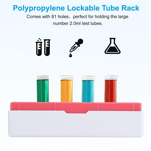 PATIKIL 81 Well Polycarbonate Freezer Boxes, 1 Pcs Tube Rack for 2.0ML Tubes Vials Samples, Green