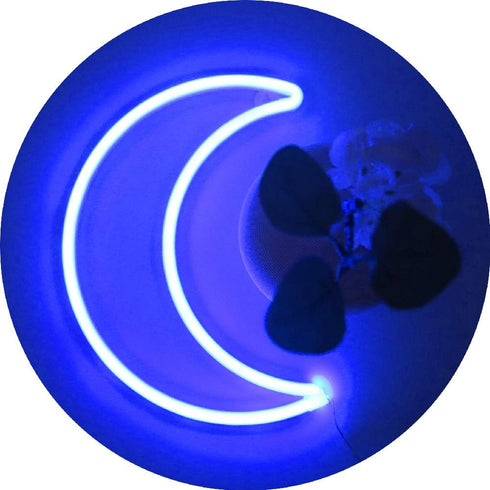 YAOZHOU LED Blue Moon Neon Light, Cute Battery or USB Powered Decorative Night Light