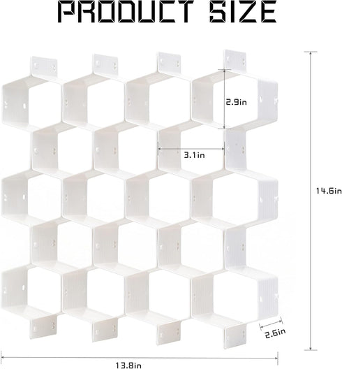 Honeycomb Drawer Organizer and Divider, 32 Pieces for Underwear, Socks, Ties, Office Supplies (White)