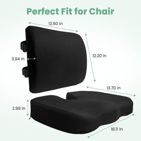 Tailbone Seat Cushion and Lumbar Support Pillow for Office Chair, Wheelchair, Memory Foam Coccyx Cushion for Sciatica