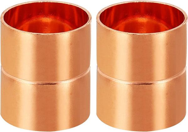 PATIKIL 1-1/8 Inch ID Copper Coupling Fittings, 4 Pcs Rolled Tube Stop Pipe Fitting for HVAC Plumbing