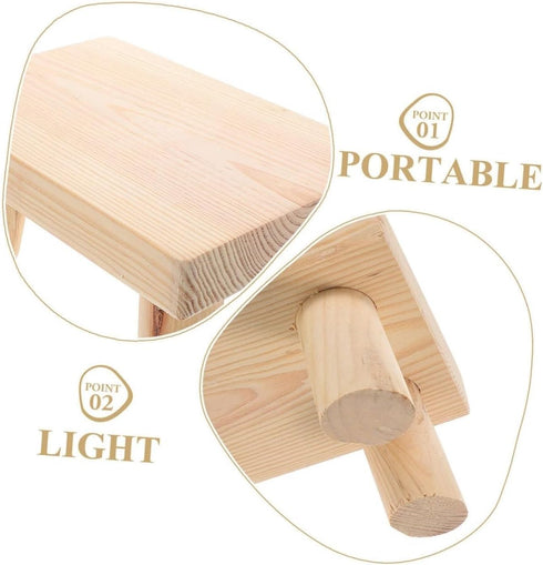 WHL Alexanders Stepstools Step Stool Wood Coffee Table Chair Portable Change Shoes Auxiliary Height Footstool