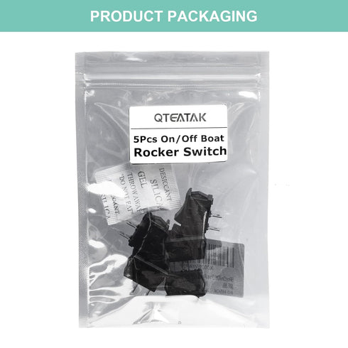 QTEATAK 5Pcs On/Off Boat Rocker Switch, 2 Pin 2 Position Snap, 12V 110V 250V