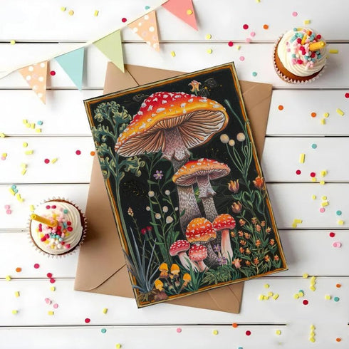Bob22store Magic Mushrooms Card - Card Birthday For Lover Mushrooms - Magic Mushrooms Fungi Card Birthday - Birthday