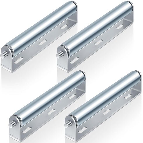 Therwen 4 Sets 1.5'' Diameter Conveyor Rollers with Roller Stands, 10'' Galvanized Steel Long Roller and Bracket
