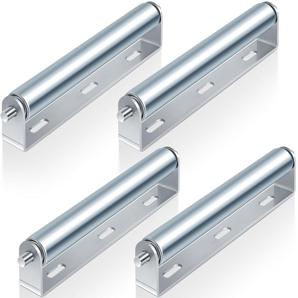 Therwen 4 Sets 1.5'' Diameter Conveyor Rollers with Roller Stands, 10'' Galvanized Steel Long Roller and Bracket