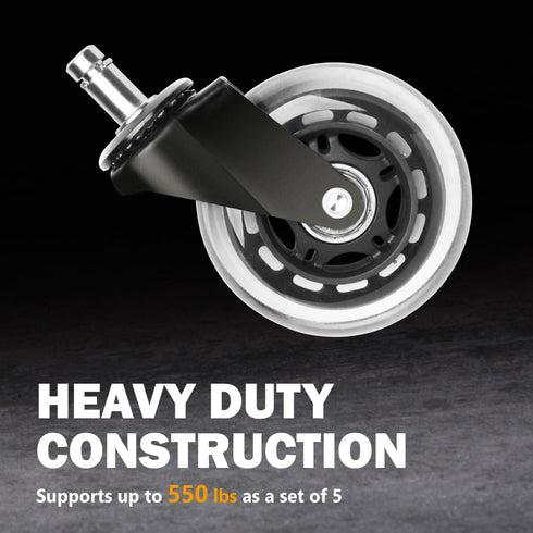POWERTEC Office Chair Wheels Replacement, Heavy Duty 3 Inch Caster Wheels for Office & Gaming Chair (Set of 5)