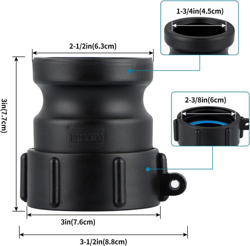 Cam and Groove Fitting IBC Tote Adapter (2" Female Buttress Thread x 2" Male Adapter)