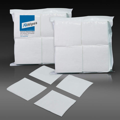 AAwipes Cleanroom Wipers 4x4 - 1200 Pcs, Cellulose/Polyester Blend, Grade A, 68GSM, Lint Free Wipes for Lab,