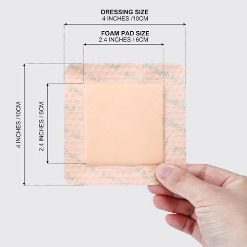 ZMZPA 30 4x4 Pcs Silicone Foam Dressing Gentle Border, Waterproof Silicone Bandages for Wounds Care, Bed Sore Patches