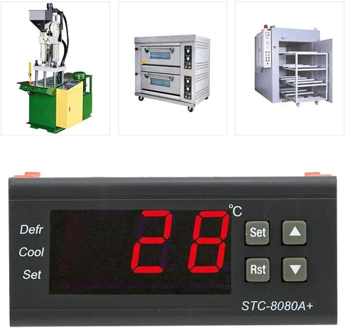 Temperature Controller 10A/220VAC STC-8080A+ Digital Thermostat, Refrigerating Defrosting Temperature Alarm Cooling