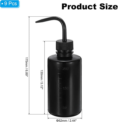 PATIKIL 250ml Wash Bottle, 9pcs Plastic Squeeze Bottle Narrow Mouth Bottle Watering Tools Foam Bottle for Green Soap Cleaning Washing Irrigation, Black by PATIKIL