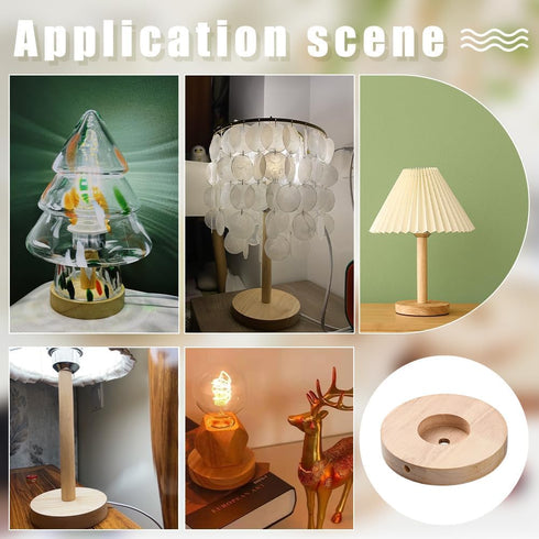 2 Sets 4.7x0.8 Inch PH PandaHall Wooden Lamp Base Round Lamps Stand Wood Lamp Holder with Self Adhesive Pad Desktop