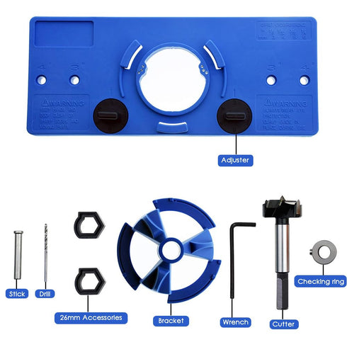 35mm Concealed Hinge Jig Kit, Woodworking Tool Drill Bits for Face Frame Cabinet Door Hinges