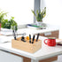 Wood Pen Holder, Unfinished Wooden Caddy with 6 Compartments for Art Supplies, Remote Control, and Desktop