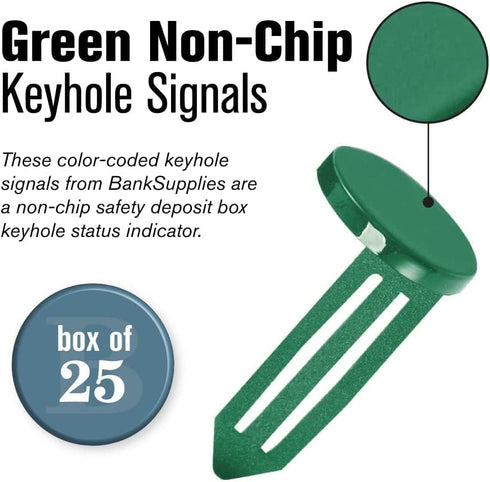 BankSupplies Keyhole Signals | Green - Special Uses Signal | Box of 25 | Non-Chip | Reusable & Long-Lasting | at-a-Glance Organization | Color Coded Plugs by BankSupplies