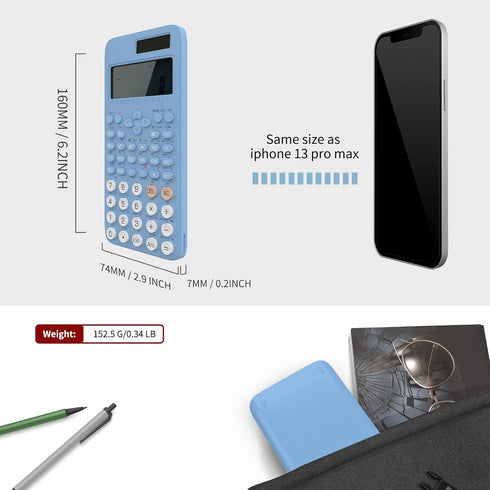 Scientific Calculator for Students, 2-Line Math Calculator with Dust Cover for Middle and High School Supplies