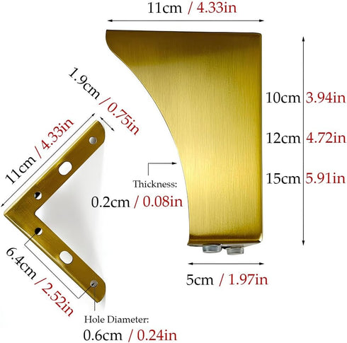 Generic 1Pcs 4inch Quiet(Black,10cm/4in) Stainless Steel Cabinet Legs | Replacement Feet for TV Stand Coffee Table |