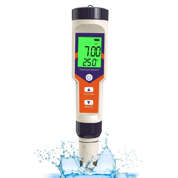 Digital PH Water Tester, 5 in 1 PH/TDS/EC/Salt/Temp Meter, a Practical Portable
