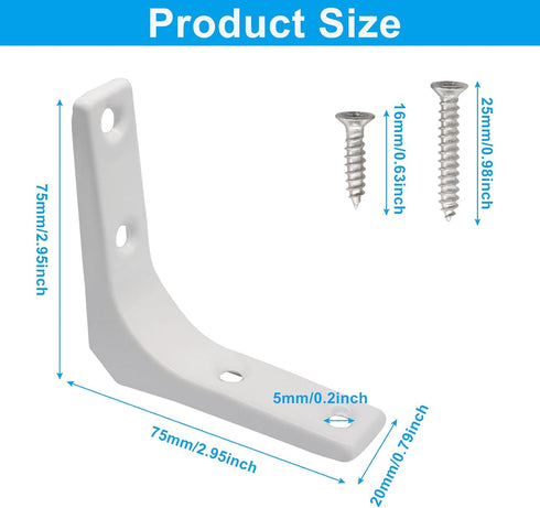 Moicstiy 8 3 Inch Pcs L Brackets, Corner Braces with Screws for Shelves Support, Cabinet Hardware, Furniture Repair
