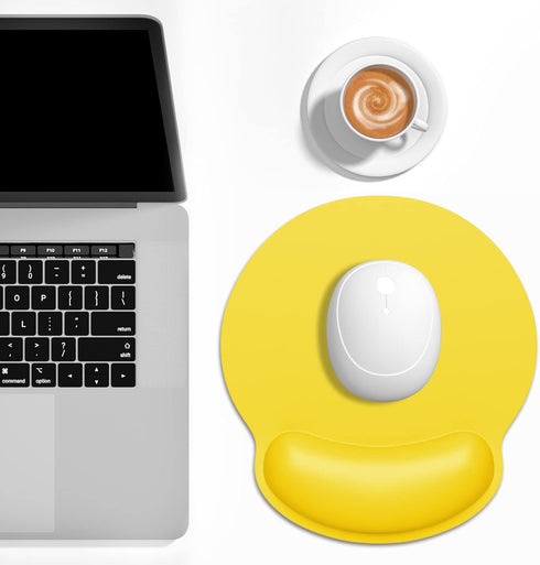 Dapesuom Ergonomic Mouse Pad with Wrist Support, Comfortable Memory Foam for Easy Typing Relief, Yellow