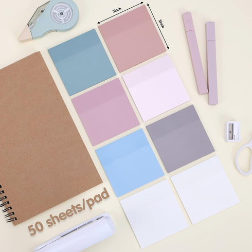EOOUT Pastel Transparent Sticky Notes, 3x3 Inches, 8 Pack, Clear Sticky Tabs, Translucent Page, Flags Book Markers Stickers, Bible Journaling Study Office School Supplies