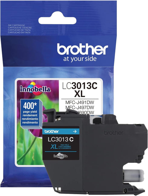 Brother Printer LC3013C Single Pack High Yield Cyan Cartridge, Up to 400 Pages