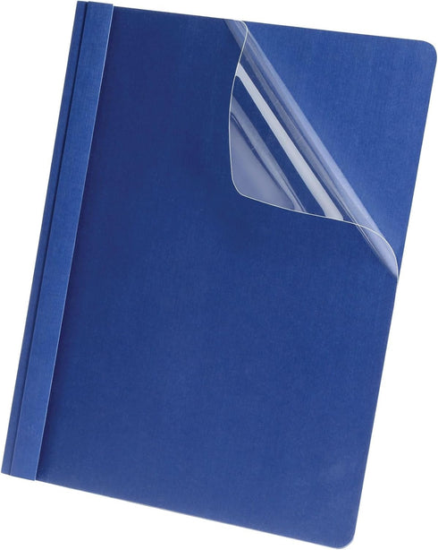 Oxford Linen Clear Front Report Cover, Navy, Letter Size, 5 per Pack