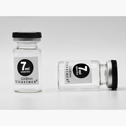 Vitorinca 7ml Sterile Glass Vials, 10 Packs of 2 Dram Empty Vials with Self-Healing Injection Port and Flip Top Cap
