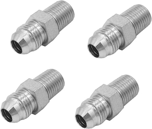 (4-PACK) 2404-06-04 Hydraulic Hose Adapter Fitting 3/8" Male JIC 37° Flare × 1/4" Male SAE Straight Pipe