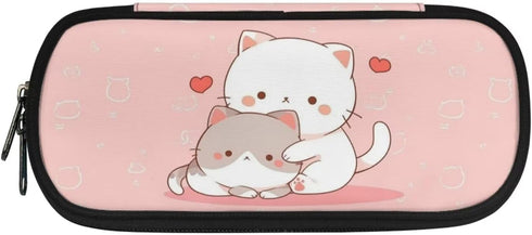 Kawaii Cat Pencil Case School Pen Holder Pencil Bag Aesthetic Pen Pouch with Compartments Stationery Organizer School Supplies for Teen Girls Kids School Office Outdoor Home Desk