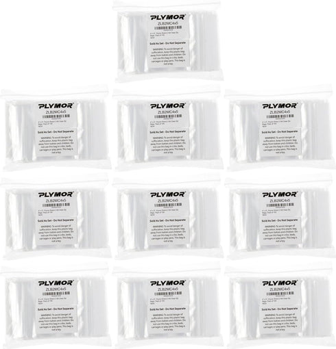 Plymor 2 Mil Zipper Reclosable Plastic Bags, 4" x 5" (Case of 1,000)