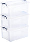 Superio Storage Bins with Lids, Clear Stackable Plastic Containers for Organizing, 9.5 Qt, 3 Pack