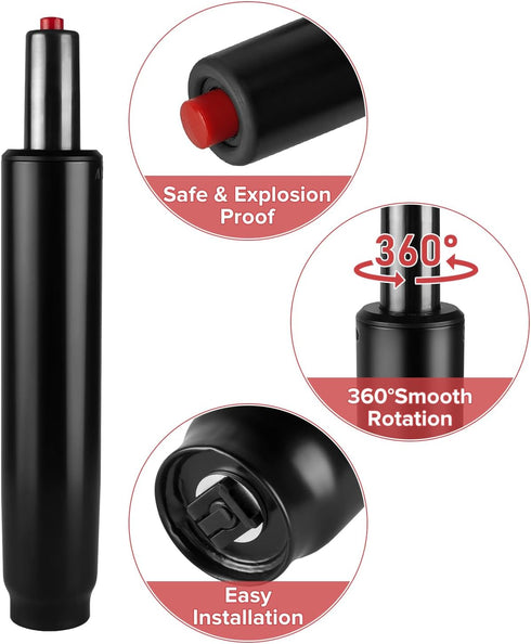 Donext Gas Lift for Office Chairs, 4.7 Inch Stroke Heavy-Duty Gas Cylinder Replacement, Universal Size, Black