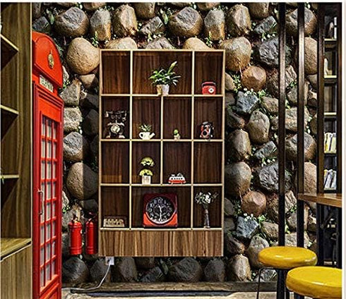 Yancorp 10ft Self-Adhesive Wallpaper, Brown Stone Brick Wallpaper, Peel and Stick for Backsplash