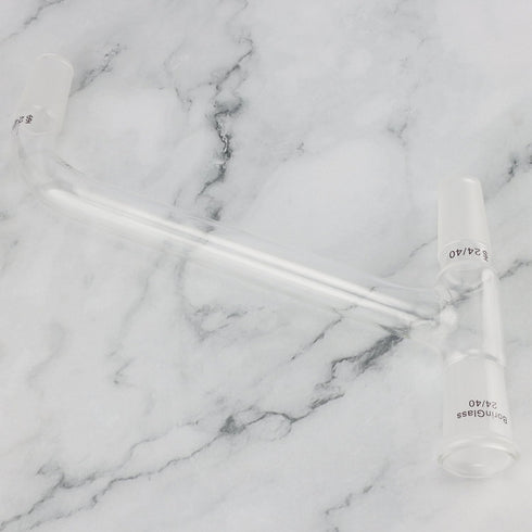 Glass Distilling Adapter, Borosilicate Glass 75 Degree Bent Chemistry Distillation Adapter, 24/40 Joint