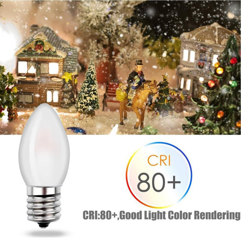 Christmas Village Replacement Light Bulbs C7 Edison LED Mini Night Light Bulbs E12 Candelabra Base 2700K Warm White (6