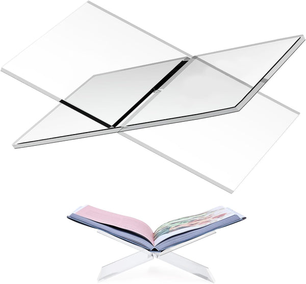Crikele Acrylic Book Stand Holder - Coffee Table Book Stand,Open Cookbook Acrylic Book