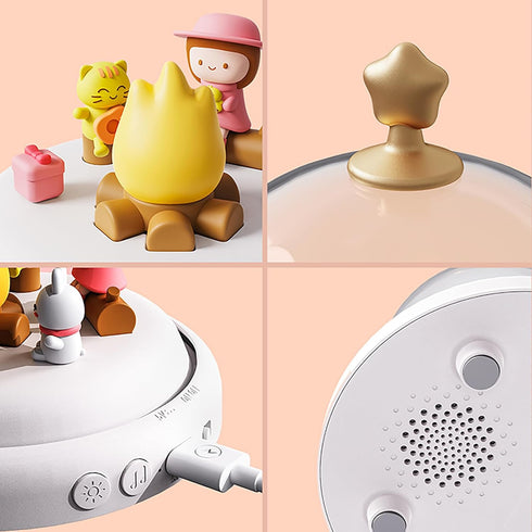 kvppvt Dimmable Cute Flame Ambient Music Small Night Light with Music Box, Warm Light, Exquisite Decorative