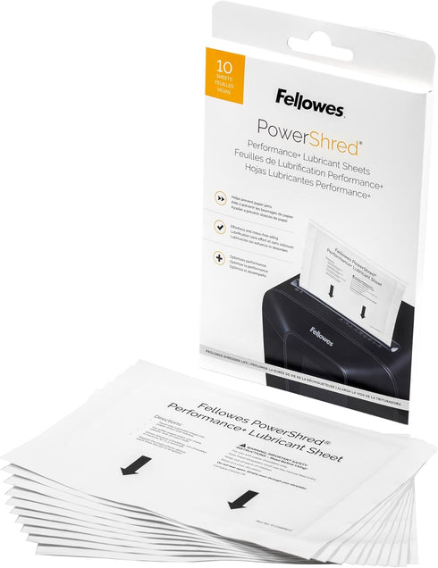 Fellowes Powershred Performance Paper Shredder Lubricant Sheets with Paper Shredder Oil Lubricant for