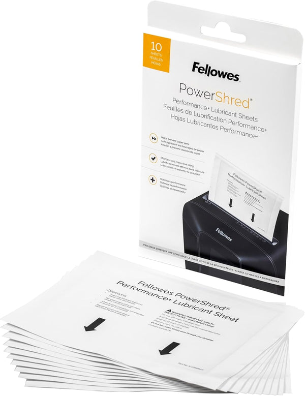 Fellowes Powershred Performance Paper Shredder Lubricant Sheets with Paper Shredder Oil Lubricant for